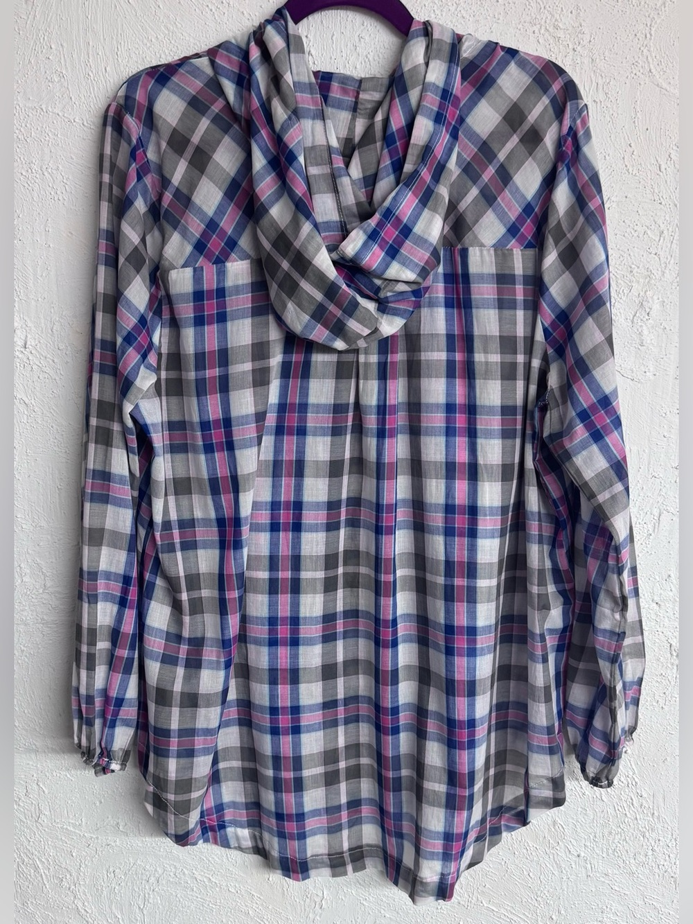 Torrid Long Line Zip-Up Voile Plaid Hooded
Oversized Jacket Size Large - Picture 4 of 7